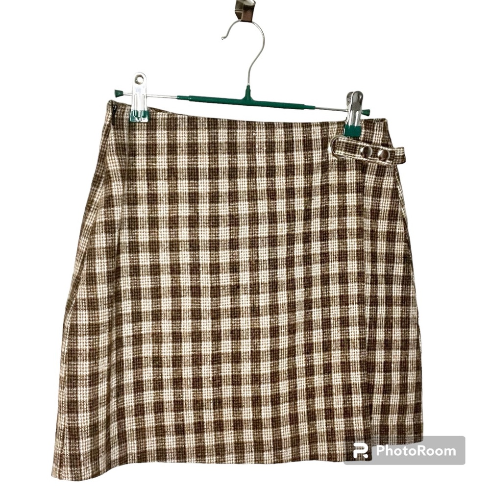 Mi Ami/Francesca Brown Plaid wrap mini skirt